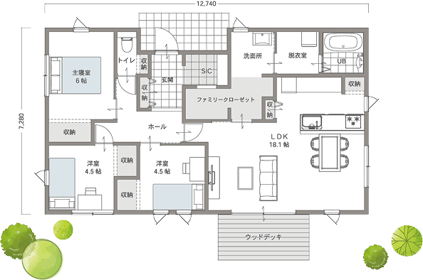 写真：平屋 27坪間取りイメージ