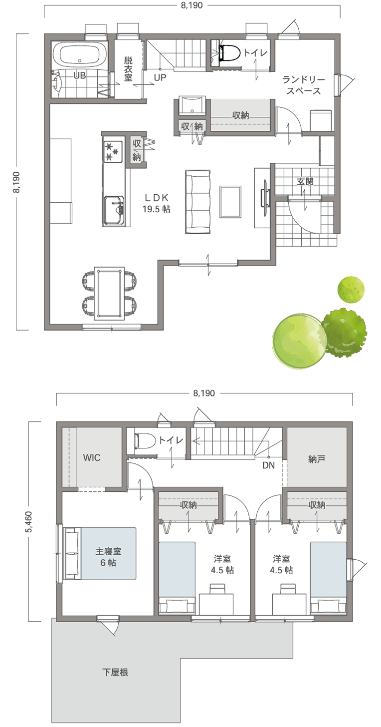 写真：2階建 30坪間取りイメージ